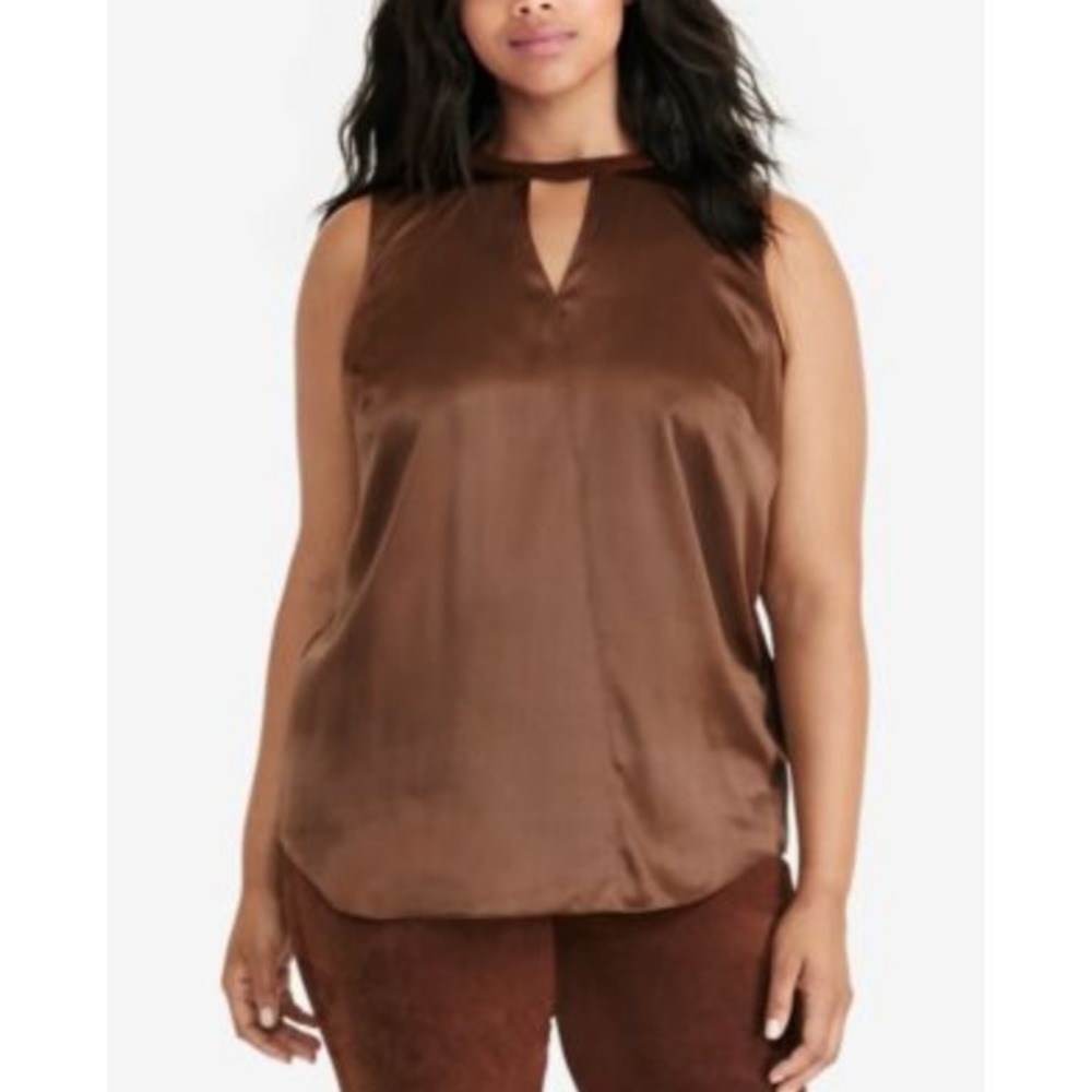Lauren Ralph Lauren 100% Silk Suede Blouse Chocolate Brown 18W Old Money NWT